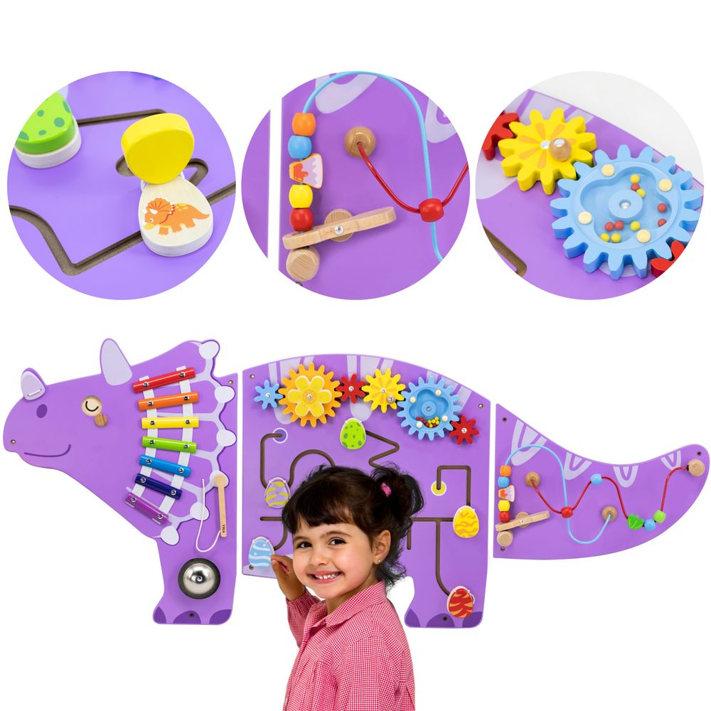 Viga drvena senzorno-manipulativna ploča edu triceratops slika 1