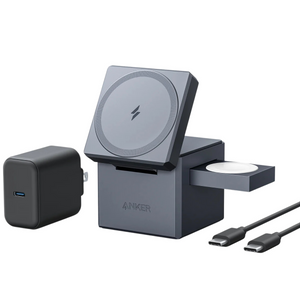 Anker 3-in-1 Cube With Magsafe Charger, punjač, siva