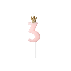 SCU6-3 Svjećica za tortu 3 Pink 9,5cm