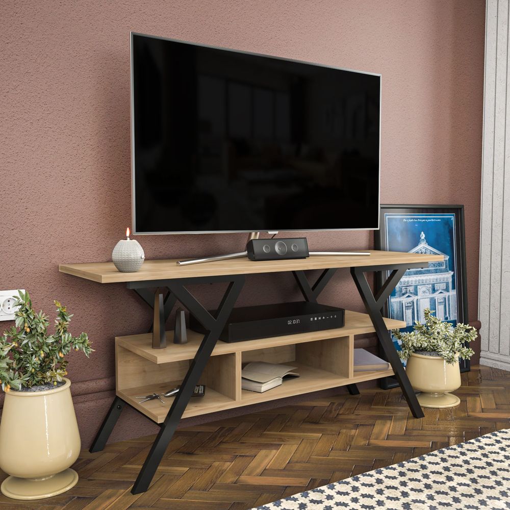 TV stalak Minerva - Crni i hrast slika 2