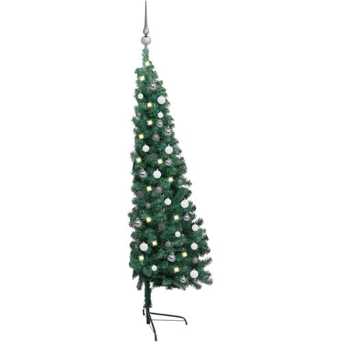 Umjetna polovica božićnog drvca LED s kuglicama zelena 180 cm slika 3
