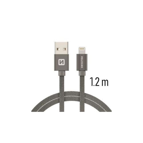 SWISSTEN kabel USB/Lightning, platneni, 3A, 1.2m, sivi slika 1