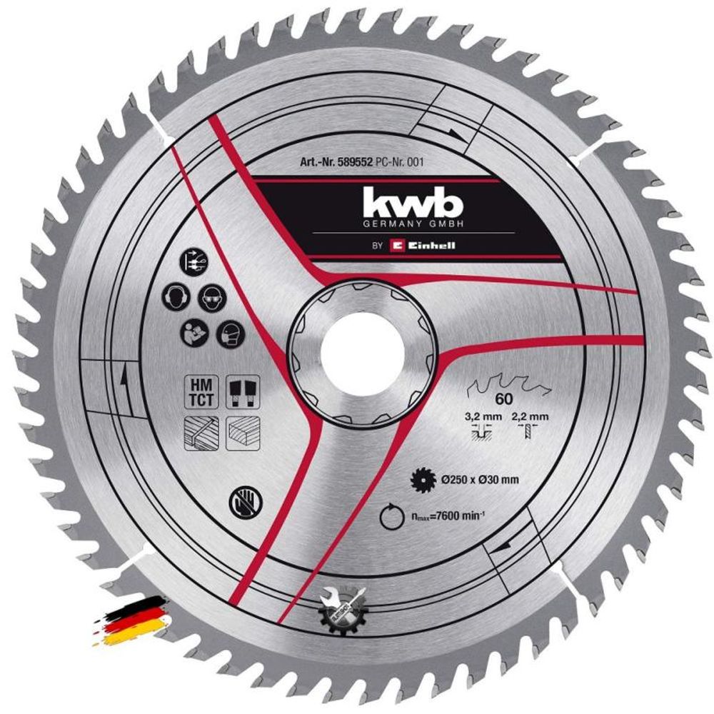 KWB rezni list 250x30x3,2 mm/2,2 mm, 60z za tc-ts 2025 slika 1