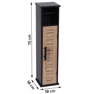 Tendance držač toalet papira sa ostavom Bergen 18X18X75 Cm Mdf Crno Wood 9912763