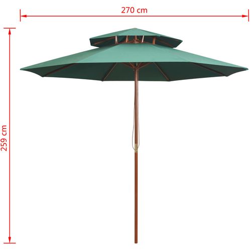 Suncobran 270 x 270 cm s drvenom šipkom zeleni slika 35