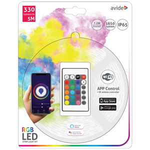 Avide LED traka sa daljinskim upravljačem, 5 metara - ABLSBL12V5050-30RGB-WIFI+IR