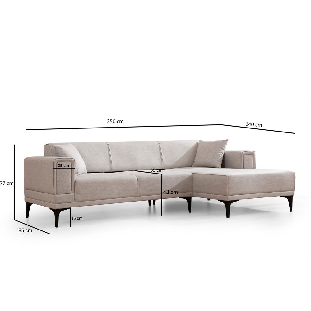 Ugaona Sofa na Razvlačenje Horizon Right - Ecru Boja slika 8