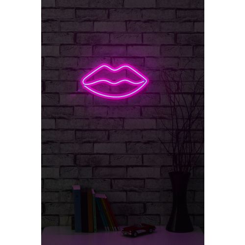 Wallity Lips - Pink Pink Dekorativna Plastična Led Rasveta slika 3