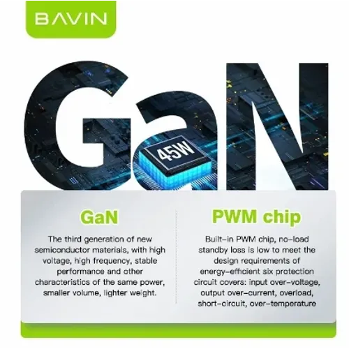 Bavin punjač GaN 45W-PD USB-C crna slika 3