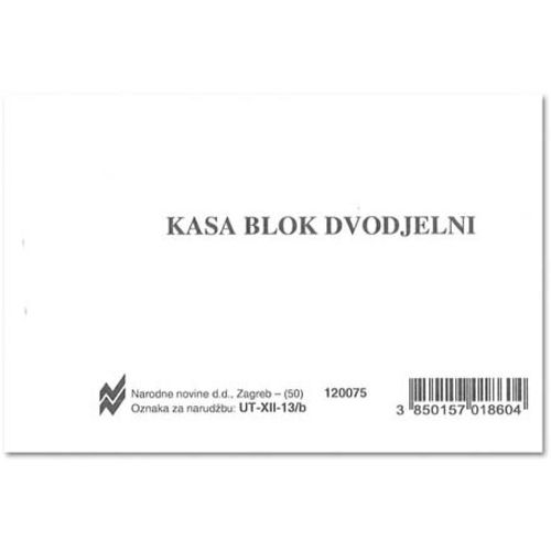 XII-13/B KASA BLOK (DVODJELNI); Blok 100 listova, 10 x 7 cm slika 1