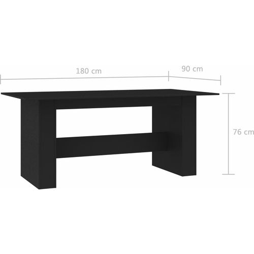 Blagovaonski stol crni 180 x 90 x 76 cm od iverice slika 6
