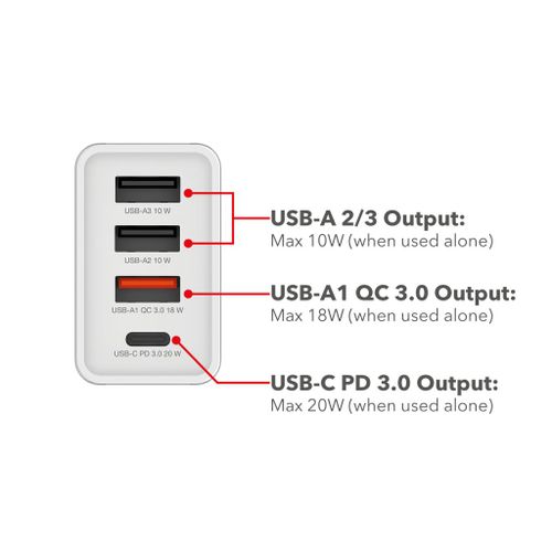 Punjač zidni Verbatim #49701 1xUSB-C/PD 20W/1xUSB-A QC 3.0/2xUSB-A 10W, EU, bijeli slika 4