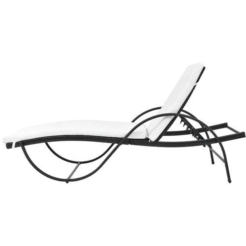 Ležaljka za sunčanje s jastukom i stolom poliratan crna slika 43