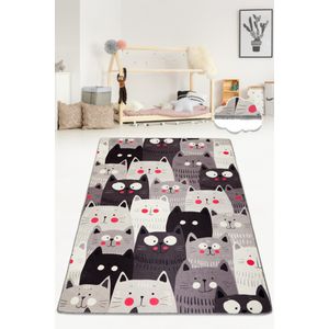 TANKA Staza Cats Gray Djt Multicolor Hall Carpet (80 x 150)