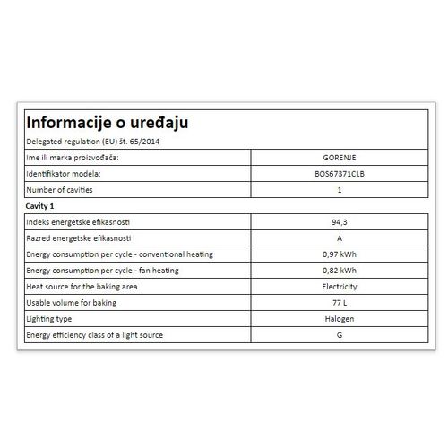 Gorenje BOS67371CLB Ugradna multifunkcionalna rerna, Crna mat  slika 10