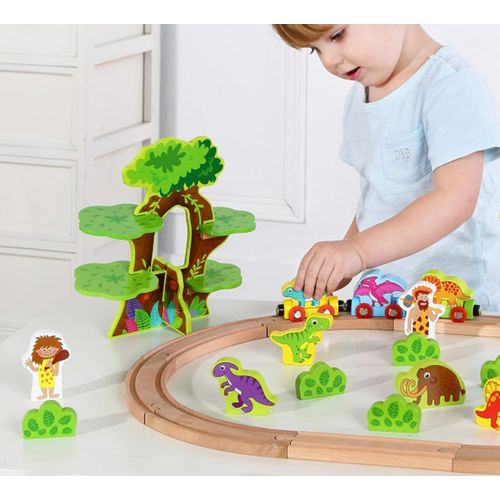 Tooky Toy drvena magnetna željeznica s dinosaurima + figurice slika 5