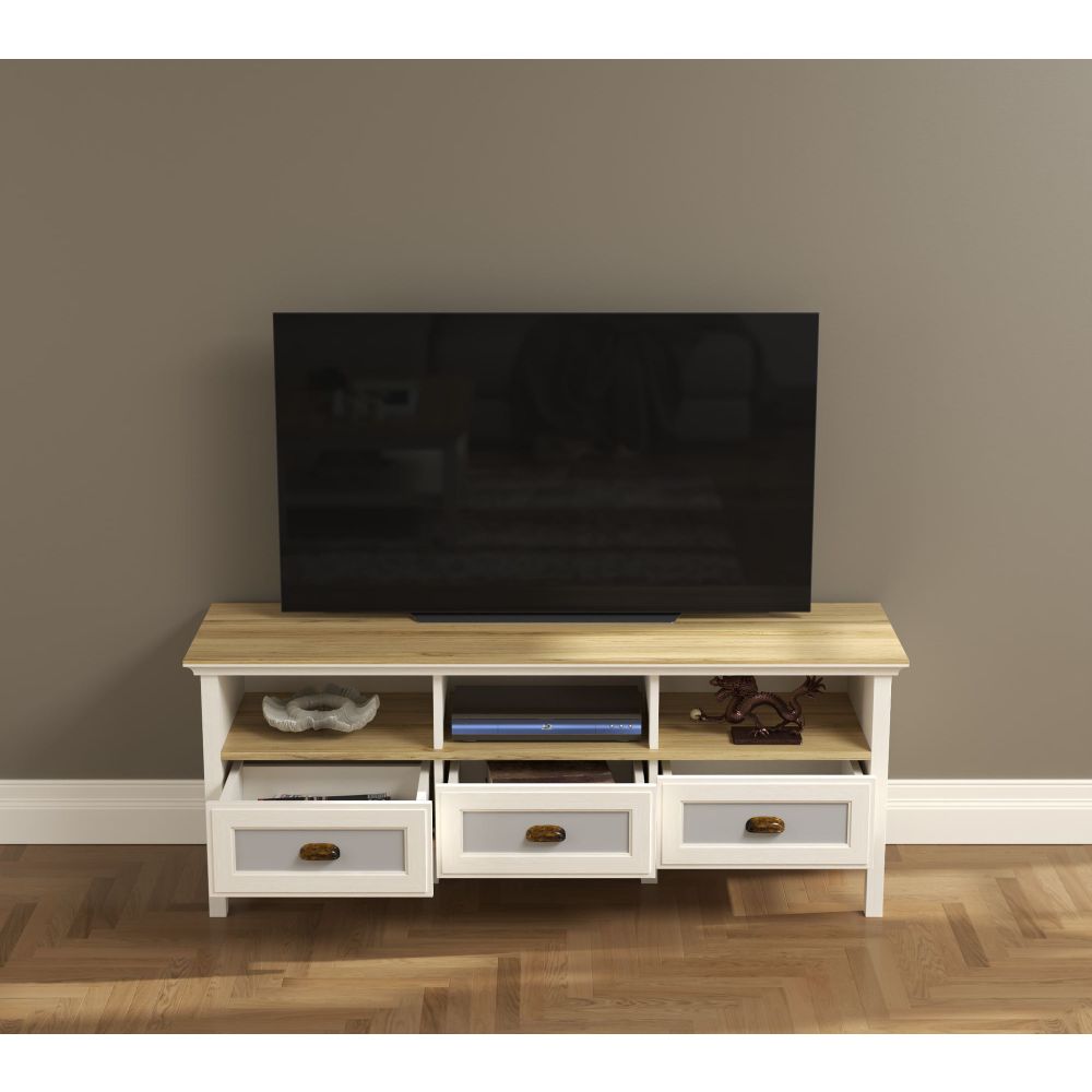 TV Stalak FRN-21030 u Bojama Krem, Hrast i Sivi slika 3