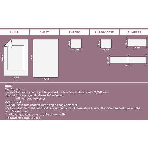 LORELLI RANFORCE 5-dijelni Set Posteljine Gray Elephant Star 140 x 70 cm slika 3