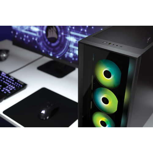 Kućište CORSAIR iCUE 4000X Mid-Tower ATX kaljeno staklo bez napajanja RGB crna slika 11