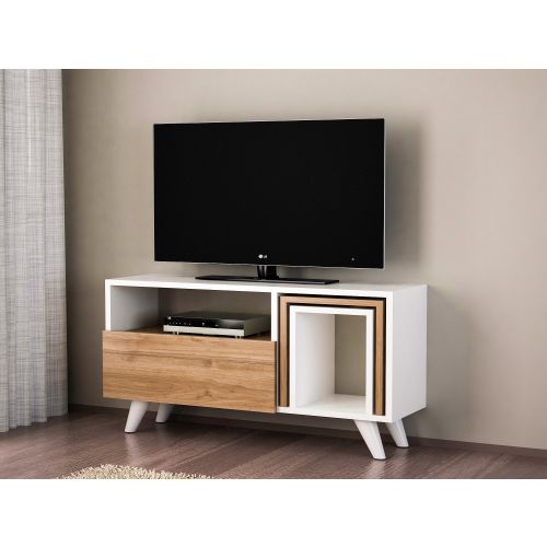 Woody Fashion TV jedinica, Bijela boja Orah, Novella K2 - White, Walnut slika 1