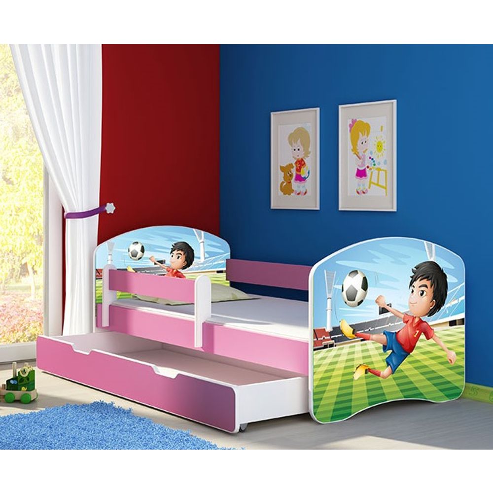 ACMA Dječiji krevet Acma II sa ladicom Pink - 160x80cm - Dezen 13 slika 1