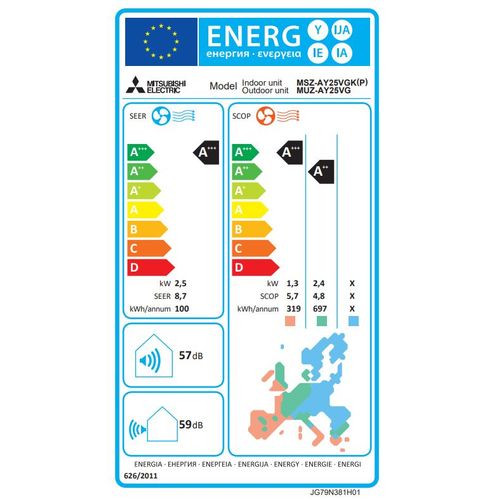 Mitsubishi Electric Super Inverter Plus klima uređaj 2,5kW MSZ-AY25VGKP/MUZ-AY25VG slika 6