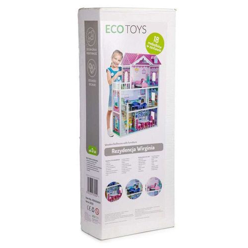 Eco Toys Drvena Kućica Za Lutke XXL Sa Nameštajem slika 6