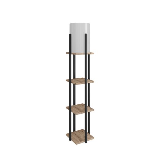 Opviq Podna lampa polica NORA crna- drvo, ivrica, MDF, platno, visina 135 cm, promjer sjenila 21 cm, visina 36 cm, E27 45-60 W, Nora SRC slika 1