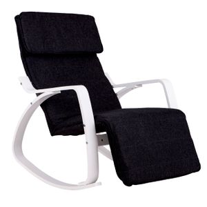 Stolica za ljuljanje s osloncom za noge crno - bijela