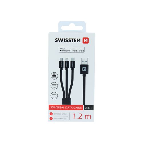 SWISSTEN kabel 3u1 microUSB/USB-C/LIGHTNING (MFi), platneni, licencirani slika 2