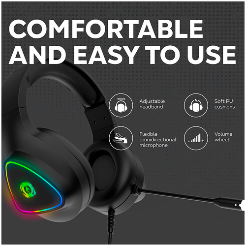 CANYON Shadder GH-6, RGB gaming headset with Microphone, Microphone frequency response: 20HZ~20KHZ, ABS+ PU leather, USB*1*3.5MM jack plug, 2.0M PVC cable, weight: 300g, Black slika 8