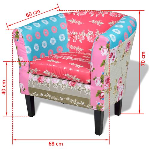 Fotelja od tkanine s osloncem za noge patchwork dizajn slika 47