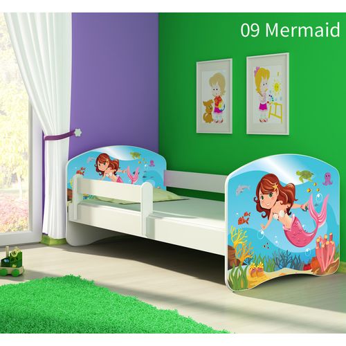 Dječji krevet ACMA s motivom, bočna bijela 140x70 cm - 09 Mermaid slika 1