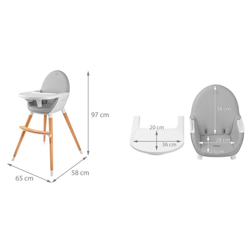 Kinderkraft Hranilica Fini High 2u1, Grey slika 9