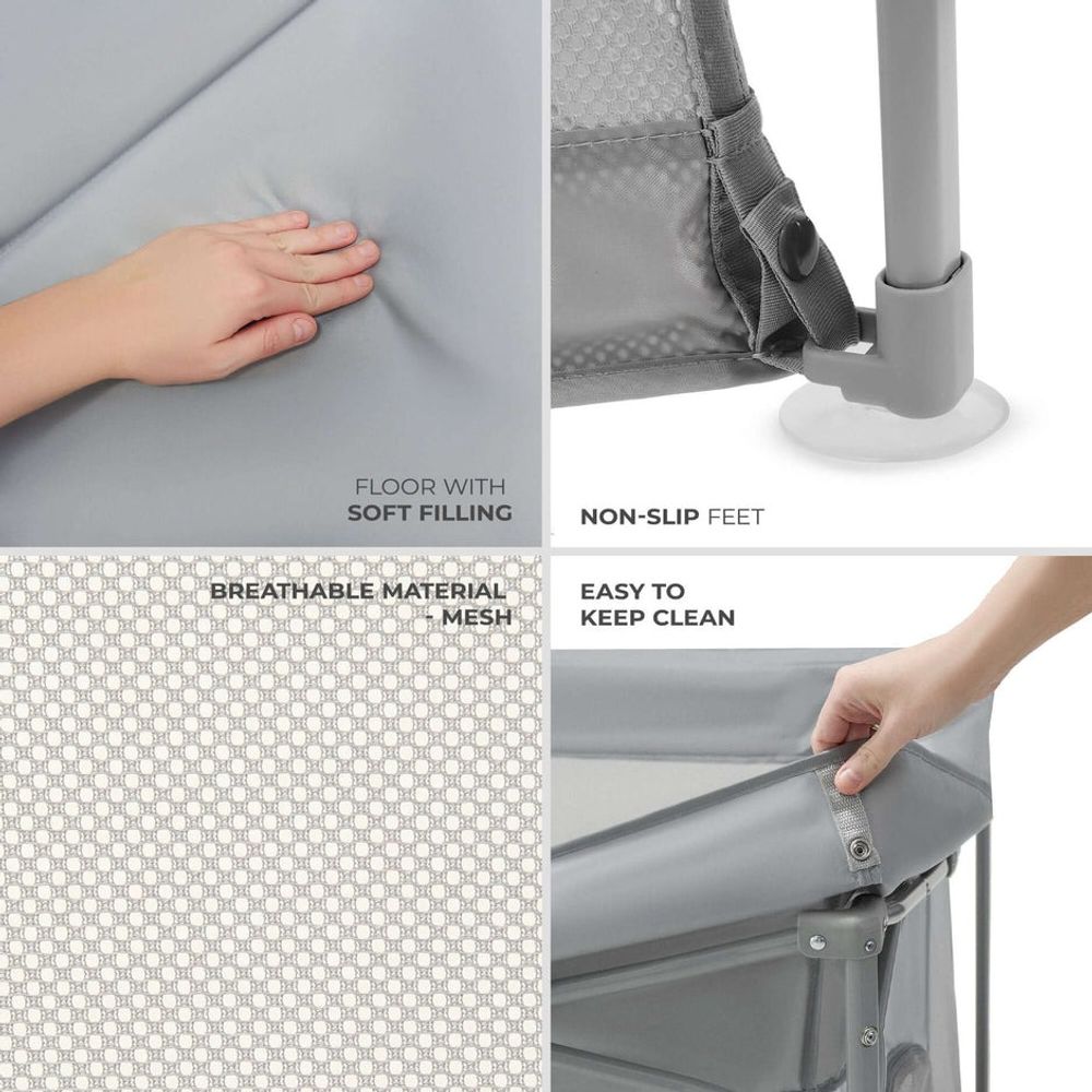 Kinderkraft Vrtić za bebe Ziki 126x126cm, Grey slika 8