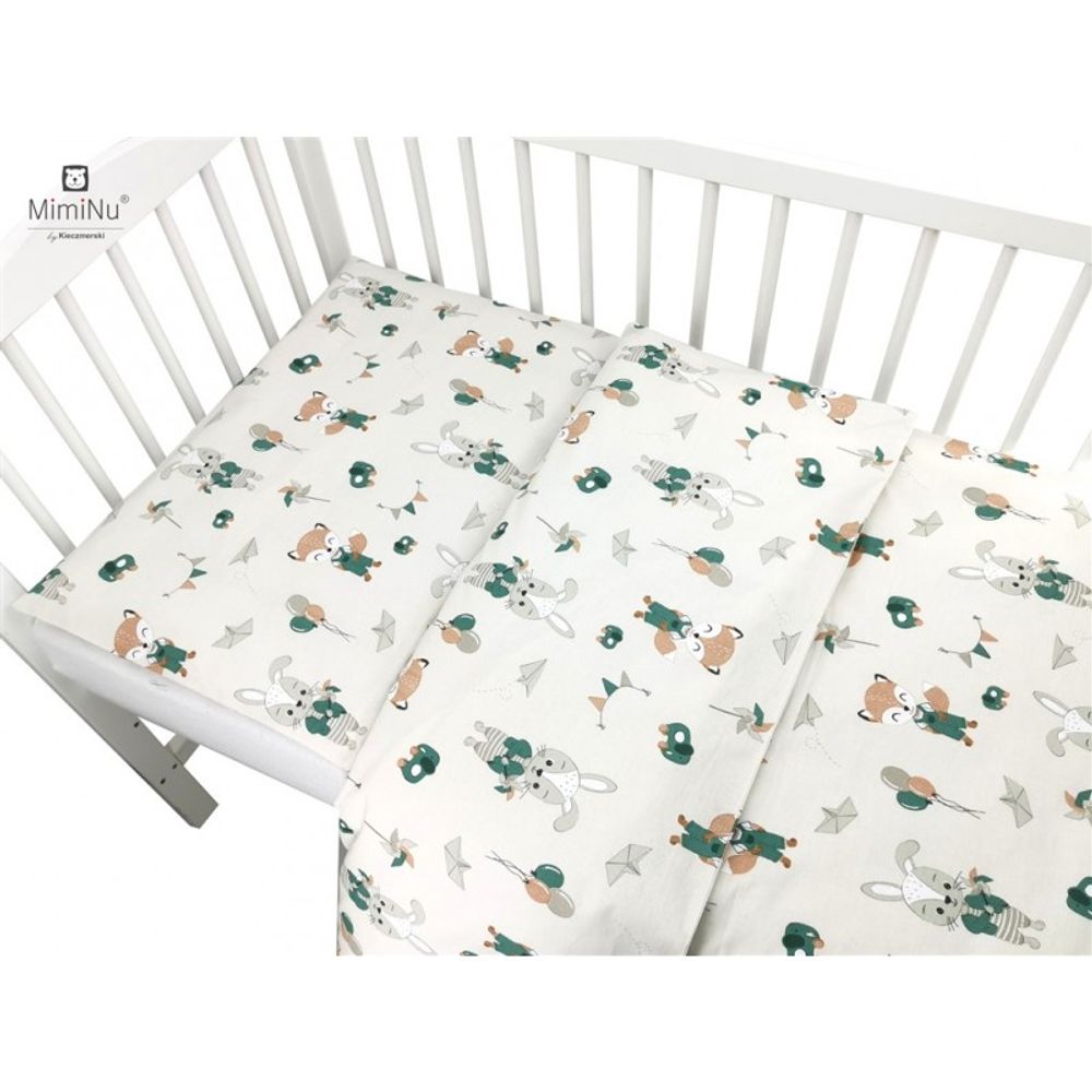 MimiNu posteljina set 5 elem. Bunny and Fox Beige (za krevetić 120x60 cm) slika 2