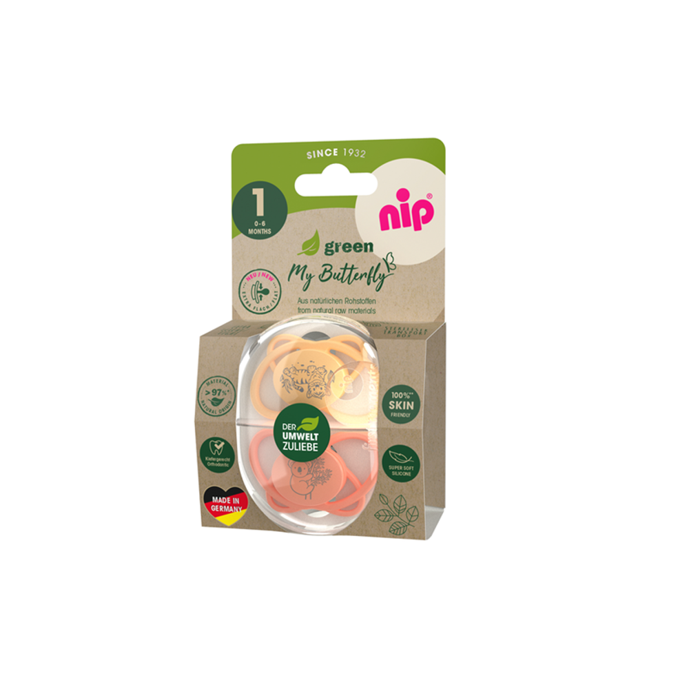 nip® Duda varalica My Butterfly Green 0-6mj (veličina 1) - Silikon, 2kom Narandžasta slika 4