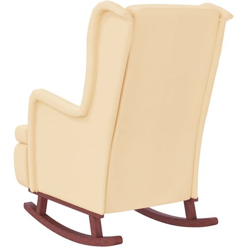Fotelja s nogama za ljuljanje od kaučukovca krem baršunasta slika 6