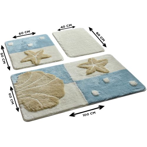 Deniz Yildizi - Blue  Multicolor Acrylic Bathmat Set (3 Pieces) slika 3