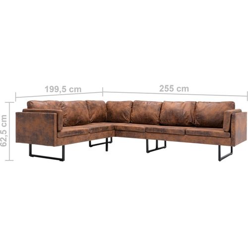 Kutna sofa od umjetne brušene kože smeđa slika 9