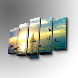 5PUC-001 Multicolor Decorative Canvas Painting (5 Pieces)