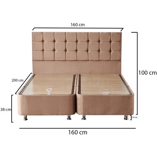 Helen - Light Brown (160 x 200) Light Brown Double Mattress, Base & Headboard slika 9