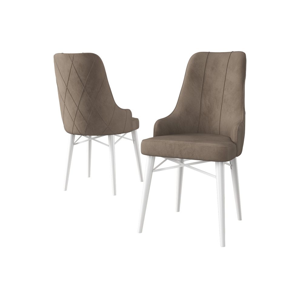 Neta - Cappuccino, Bijeli Set Stolica (6 Komada) slika 2