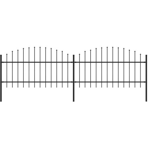 Vrtna ograda s ukrasnim kopljima (1-1,25) x 3,4 m čelična crna slika 1