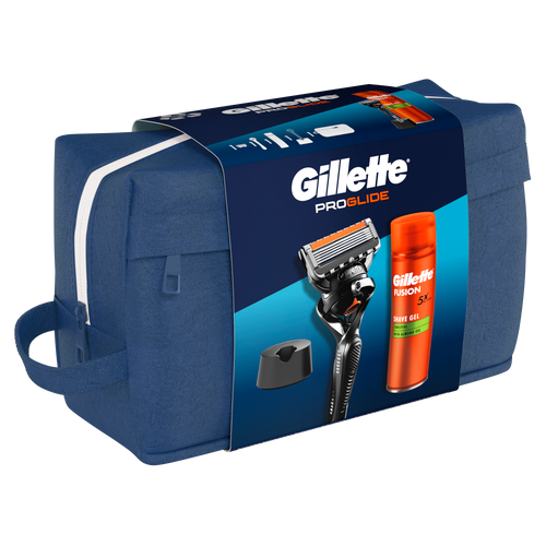 Gillette Proglide sistemski brijač + Fusion Sensitive gel 200ml + stalak za brijač sa neseserom  slika 1