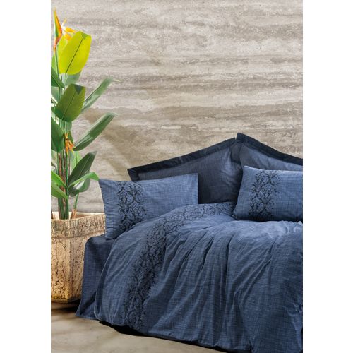 L'essential Maison Sooty - Denim Blue Denim Blue Ranforce Double Quilt Cover Set slika 1