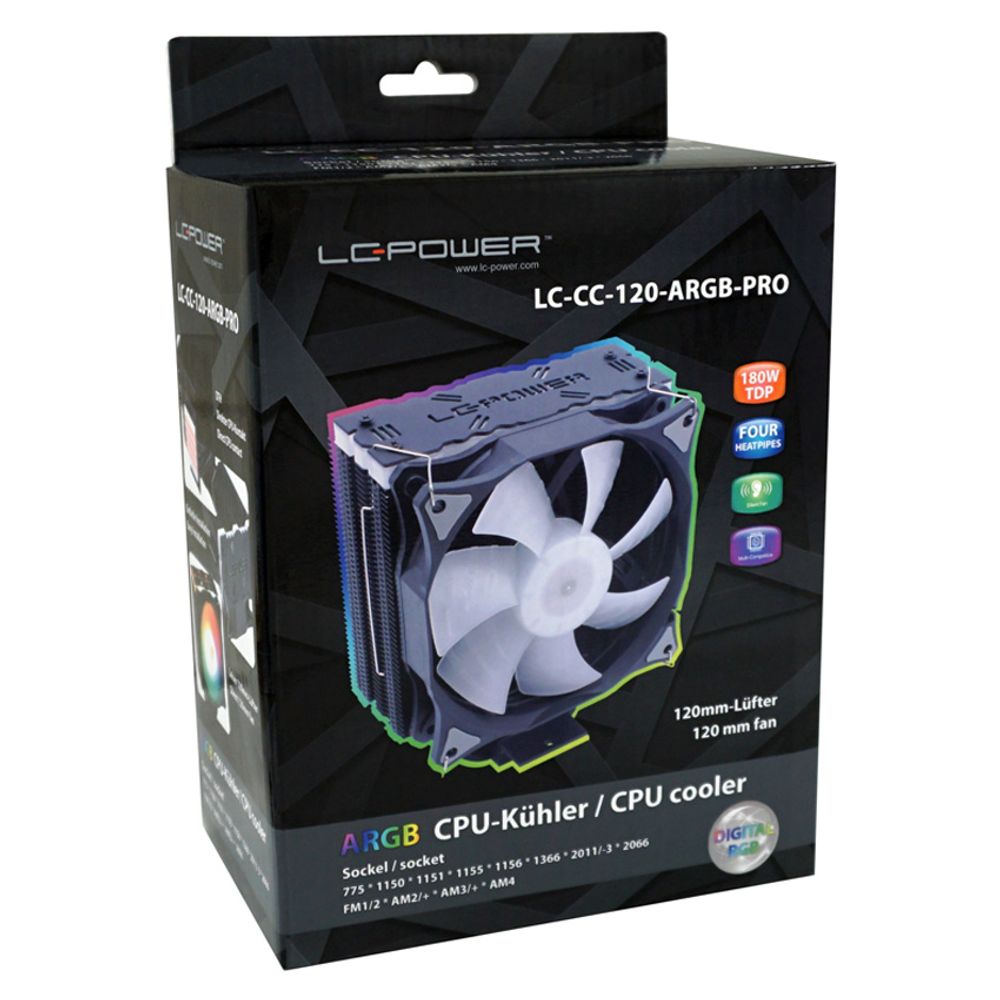 CPU Cooler LC-CC-120-ARGB-PROIntel LGA 775/115x/1366/2011/2011-3/2066;AMD AM2+/AM3/AM3+/AM4 slika 3