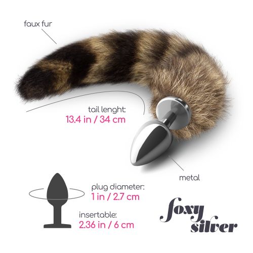 FOXY SILVER METAL ANAL PLUG WITH TAIL CRUSHIOUS slika 6