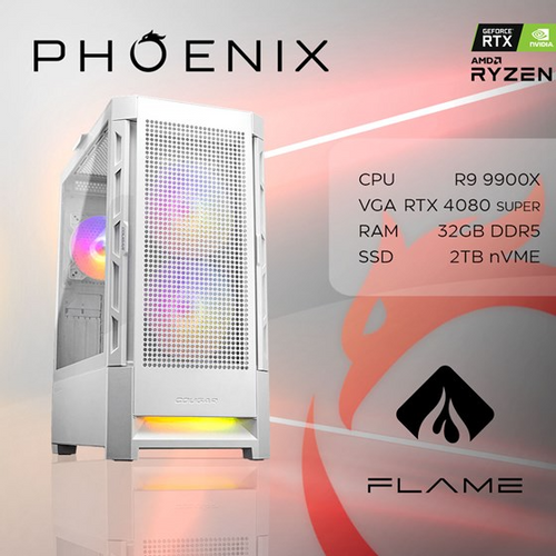 Phoenix računalo FLAME Y-607, AMD Ryzen 9 9900X, 32GB DDR5, NVME SSD 2TB, RTX 4080 SUPER 16GB slika 1