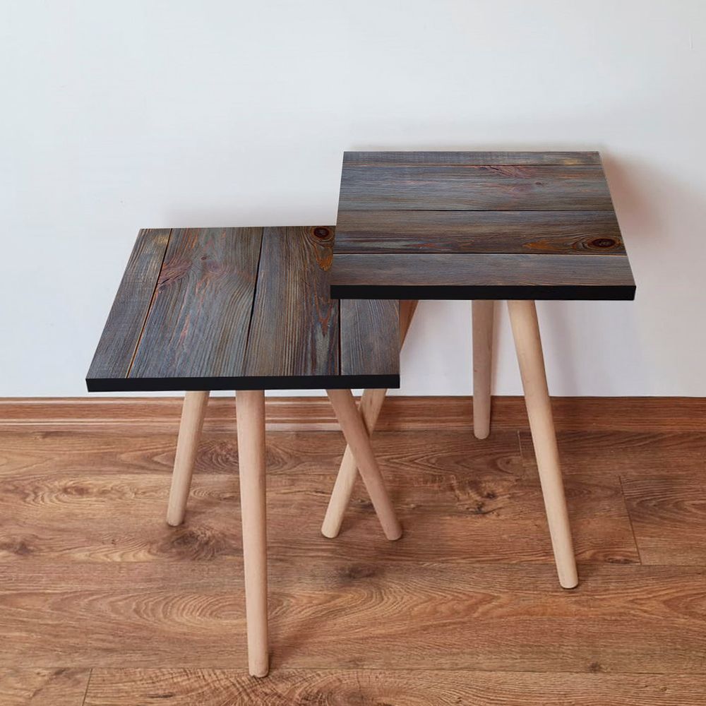 Nesting stolovi 2Shp120 - (2 komada) - boje: smeđa, siva slika 1